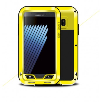 Цельнометаллический противоударный чехол из авиационного алюминия на винтах с мягкой внутренней защитной прослойкой для гаджета с прямым доступом к разъемам для Samsung Galaxy Note 7 Желтый