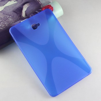 Силиконовый матовый полупрозрачный чехол с дизайнерской текстурой X для Samsung Galaxy Tab A 10.1 (2016)  Синий