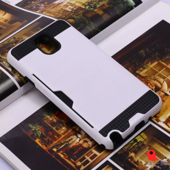 Противоударный двухкомпонентный силиконовый матовый непрозрачный чехол с поликарбонатными вставками экстрим защиты для Samsung Galaxy Note 3  Белый
