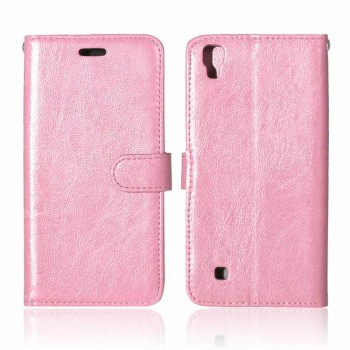 Чехол портмоне подставка на силиконовой основе на магнитной защелке для LG X Power  Розовый