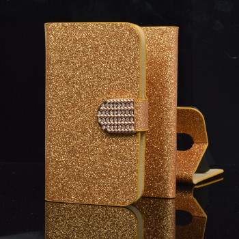 Чехол горизонтальная книжка подставка текстура Золото на пластиковой основе с отсеком для карт на дизайнерской магнитной защелке для LG X cam 