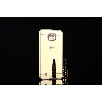 Двухкомпонентный чехол c металлическим бампером с поликарбонатной накладкой и зеркальным покрытием для LG X cam Бежевый