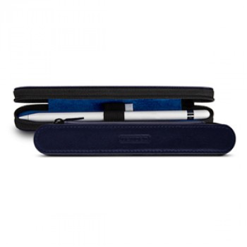 Кожаный жесткий футляр (нат. кожа) для Apple Pencil на молнии Синий