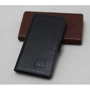 Кожаный чехол горизонтальная книжка подставка (премиум нат. кожа) с крепежной застежкой для Xiaomi MI5  Черный
