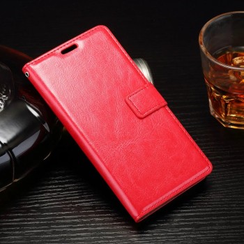 Глянцевый чехол портмоне подставка на силиконовой основе на магнитной защелке для Sony Xperia E5 Красный