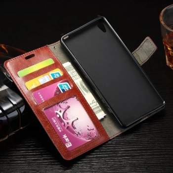 Глянцевый чехол портмоне подставка на силиконовой основе на магнитной защелке для Sony Xperia E5