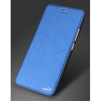 Чехол горизонтальная книжка подставка текстура Линии на силиконовой основе для Meizu M3s Mini Синий