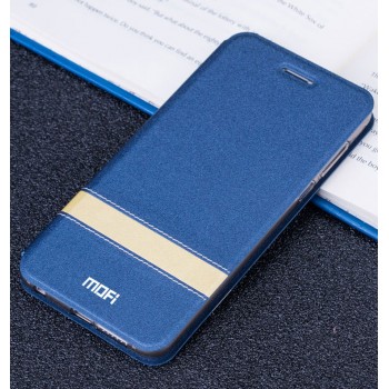 Чехол горизонтальная книжка подставка текстура Линии на силиконовой основе с тканевым покрытием для Meizu M3s Mini  Синий