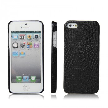 Чехол задняя накладка для Iphone 5/SE/5s с текстурой кожи Черный