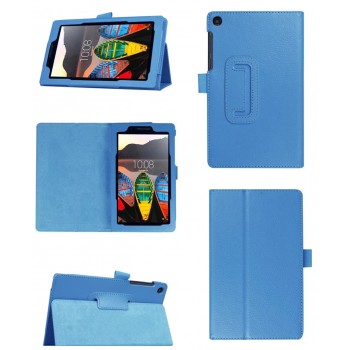 Чехол книжка подставка с рамочной защитой экрана и крепежом для стилуса для Lenovo Tab 3 7 Essential Голубой
