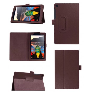 Чехол книжка подставка с рамочной защитой экрана и крепежом для стилуса для Lenovo Tab 3 7 Essential Коричневый