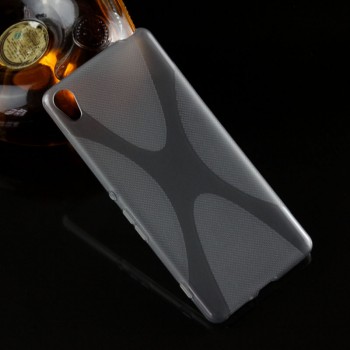 Силиконовый матовый полупрозрачный чехол с дизайнерской текстурой X для Sony Xperia XA  Серый