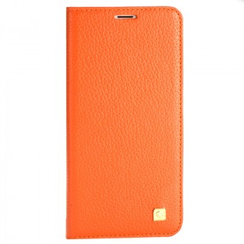 Кожаный чехол горизонтальная книжка на пластиковой основе с отсеком для карт для Meizu MX6 Оранжевый
