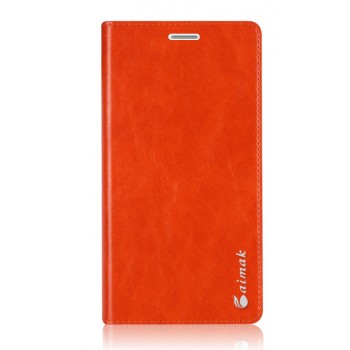 Винтажный чехол горизонтальная книжка подставка на пластиковой основе на присосках для Meizu MX6  Оранжевый