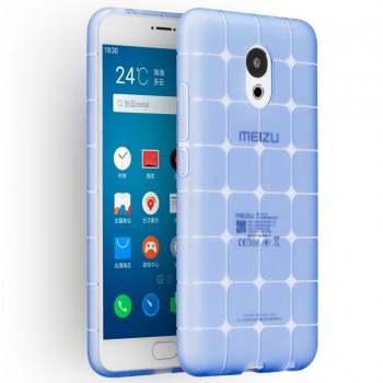 Силиконовый матовый полупрозрачный дизайнерский фигурный чехол для Meizu MX6  Синий
