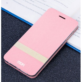 Чехол горизонтальная книжка подставка текстура Линии на силиконовой основе для Meizu MX6  Розовый