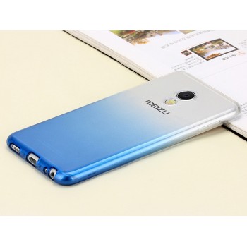 Силиконовый матовый полупрозрачный градиентный чехол для Meizu MX6  Голубой