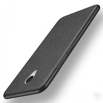 Пластиковый непрозрачный матовый чехол с повышенной шероховатостью и допзащитой торцов для Meizu MX6 Черный