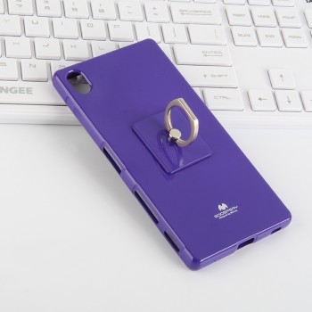 Силиконовый глянцевый непрозрачный чехол с встроенной ножкой-подставкой для Sony Xperia Z5 Premium  Фиолетовый