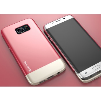 Пластиковый непрозрачный матовый чехол сборного типа для Samsung Galaxy S7 Edge  Красный