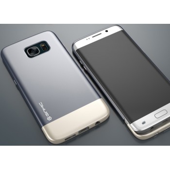 Пластиковый непрозрачный матовый чехол сборного типа для Samsung Galaxy S7 Edge  Серый