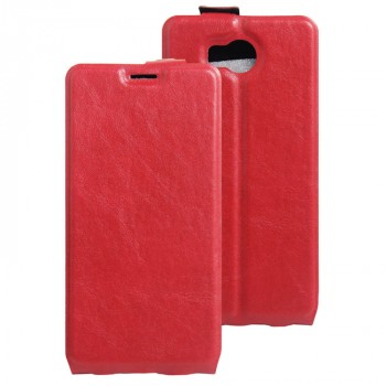 Чехол вертикальная книжка на силиконовой основе с отсеком для карт на магнитной защелке для Elephone P9000 Lite Красный