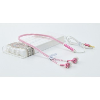 Флуоресцентные наушники вкладыши серия Zipper с функцией гарнитуры и замком 1.2м 20Гц-20КГц Розовый