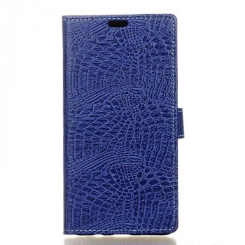 Чехол портмоне подставка текстура Крокодил на силиконовой основе на магнитной защелке для Huawei Honor 8 Синий