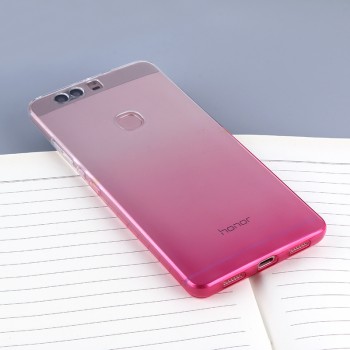 Силиконовый матовый полупрозрачный градиентный чехол для Huawei Honor 8 Розовый