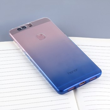 Силиконовый матовый полупрозрачный градиентный чехол для Huawei Honor 8 Синий
