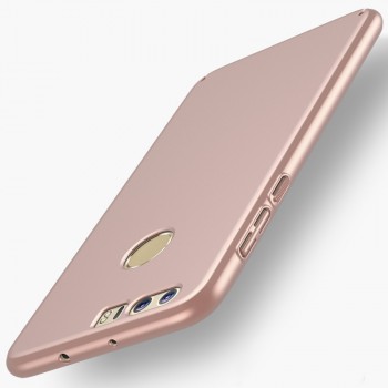 Матовый пластиковый чехол для Huawei Honor 8 с улучшенной защитой торцов корпуса Розовый