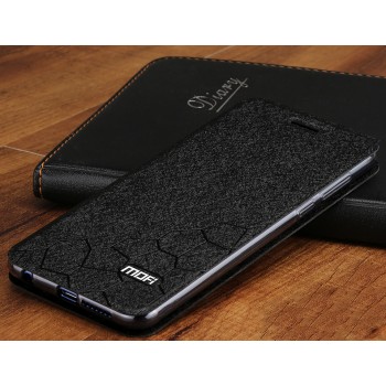 Чехол горизонтальная книжка подставка текстура Соты на силиконовой основе для Huawei Honor 8  Черный
