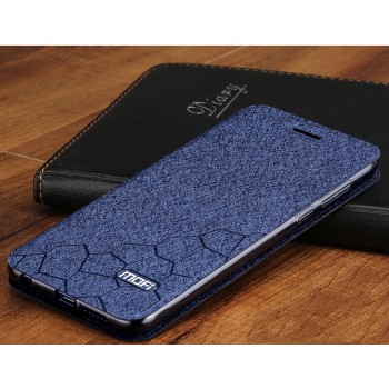 Чехол горизонтальная книжка подставка текстура Соты на силиконовой основе для Huawei Honor 8  Синий