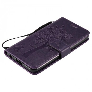 Винтажный чехол портмоне подставка на силиконовой основе на магнитной защелке для LG X Power Фиолетовый