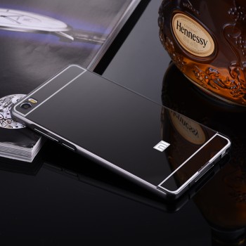 Двухкомпонентный чехол c металлическим бампером с поликарбонатной накладкой и зеркальным покрытием для Xiaomi Mi Note 