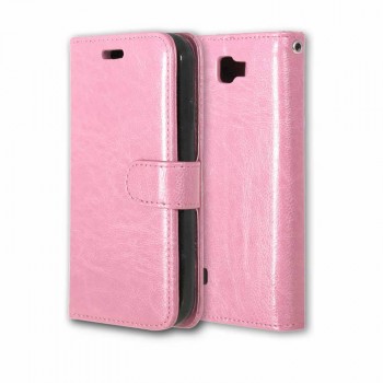 Глянцевый чехол портмоне подставка на силиконовой основе на магнитной защелке для LG K3 Розовый