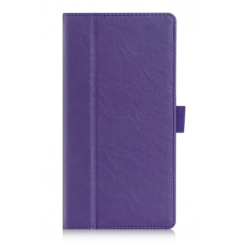 Чехол книжка подставка с рамочной защитой экрана, крепежом для стилуса, отсеком для карт и поддержкой кисти для Lenovo Tab 3 7  Фиолетовый