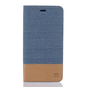 Чехол горизонтальная книжка подставка текстура Линии на силиконовой основе с тканевым покрытием и отсеком для карт для Asus ZenFone 3 5.5 Голубой