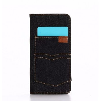 Чехол портмоне подставка с тканевым покрытием на силиконовой основе для Iphone 7  Черный