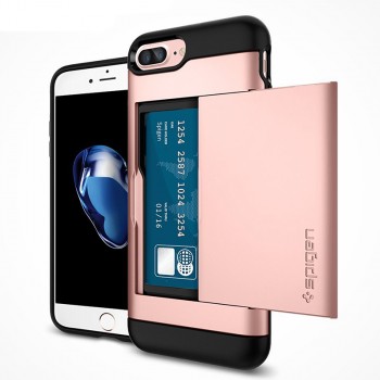 Противоударный двухкомпонентный силиконовый матовый непрозрачный премиум чехол с поликарбонатными вставками экстрим защиты для Iphone 7 Plus/8 Plus Розовый