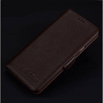 Кожаный чехол портмоне подставка (премиум нат. кожа) с крепежной застежкой для Iphone 7 Plus/8 Plus Коричневый