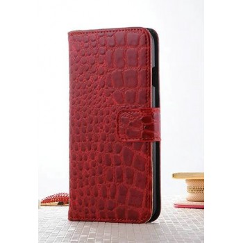 Чехол портмоне подставка текстура Крокодил на пластиковой основе на магнитной защелке для Iphone 7 Plus/8 Plus Красный
