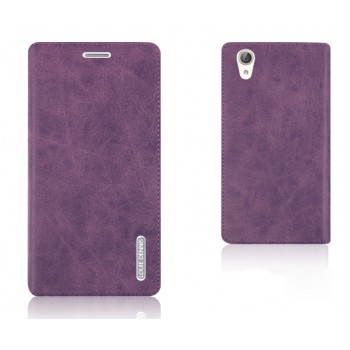 Винтажный чехол горизонтальная книжка подставка на силиконовой основе на присосках для Huawei Y6II  Фиолетовый