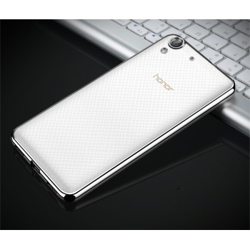 Силиконовый матовый полупрозрачный чехол текстура Металлик для Huawei Y6II  Белый