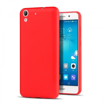 Силиконовый матовый непрозрачный чехол для Huawei Y6II  Красный