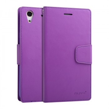 Чехол портмоне подставка на силиконовой основе на магнитной защелке для Huawei Y6II  Фиолетовый