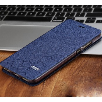 Чехол горизонтальная книжка подставка текстура Соты на силиконовой основе для Huawei Y6II  Синий