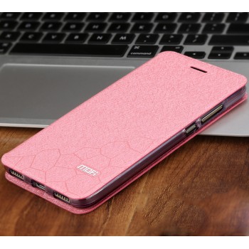 Чехол горизонтальная книжка подставка текстура Соты на силиконовой основе для Huawei Y6II  Розовый