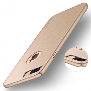 Пластиковый непрозрачный матовый чехол с повышенной шероховатостью для Iphone 7 Plus/8 Plus Бежевый