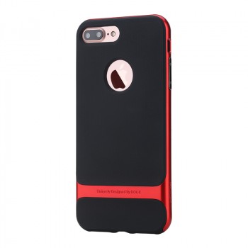 Противоударный двухкомпонентный силиконовый матовый непрозрачный чехол с поликарбонатными вставками экстрим защиты для Iphone 7 Plus/8 Plus Красный